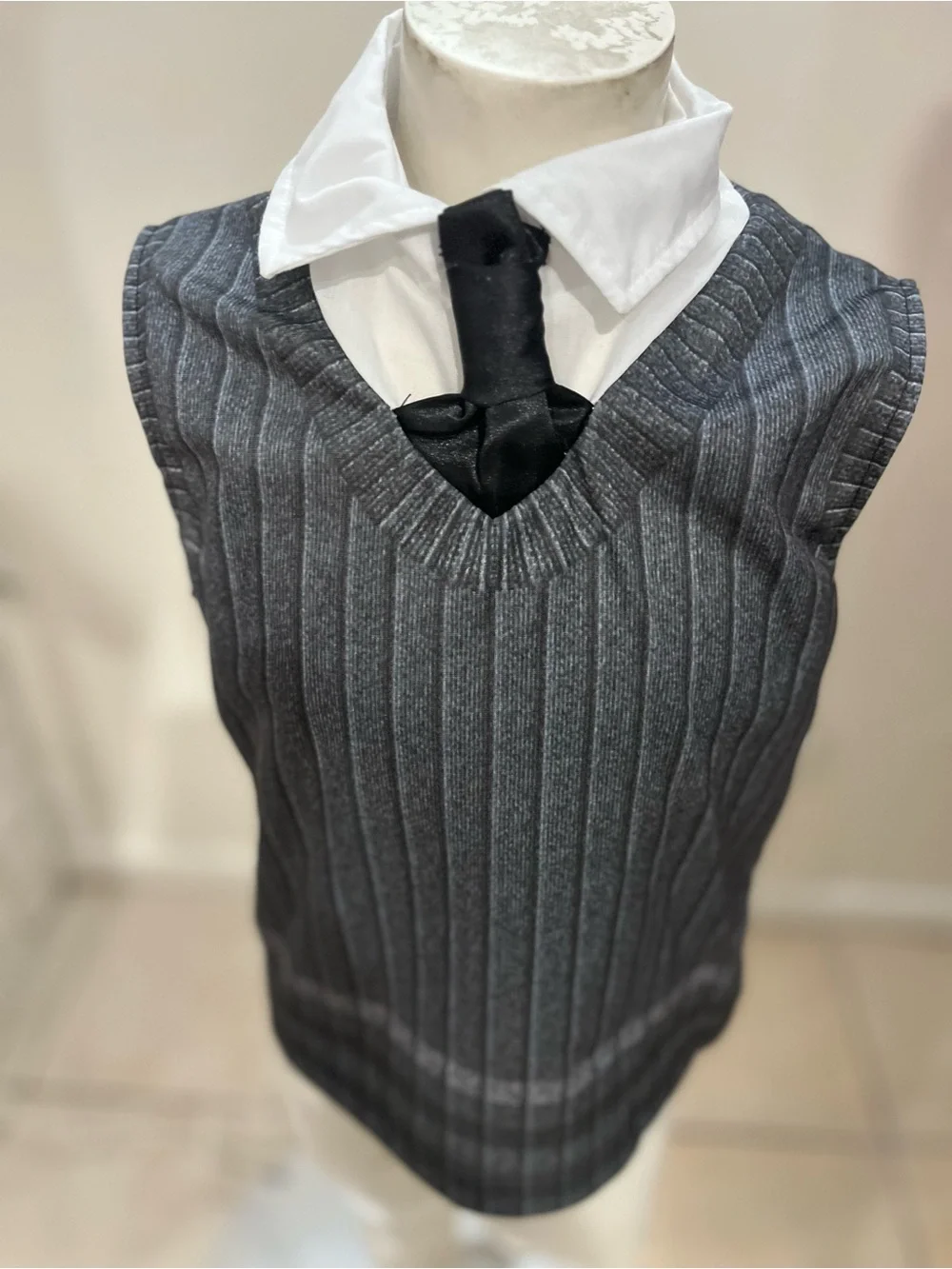 Unbranded Kids Black & Gray Striped School Costume Jacket and Skirt